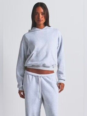 Skims Cotton Fleece Classic Hoodie Heather Grey Size XS